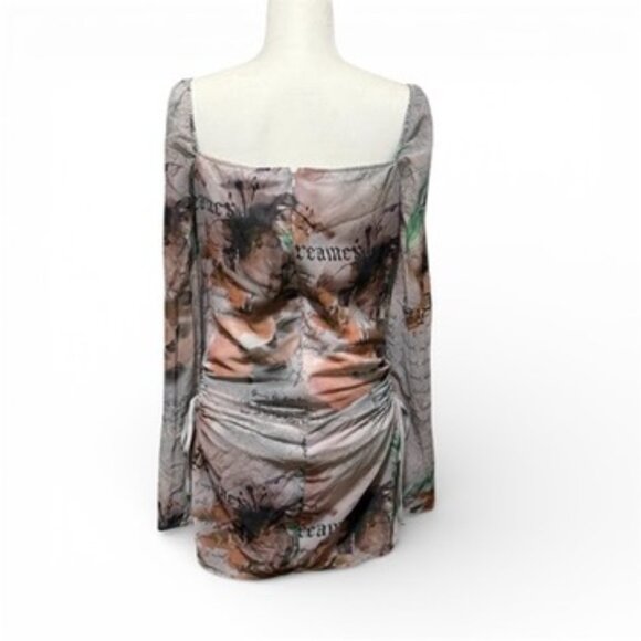 PLT NWT Stone Printed Chiffon Cut Out Shift Dress Size 12 - Picture 5 of 12